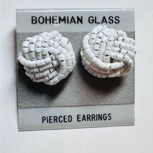 Bohemian Glass Vintage White Knot Seed Bead Stud Earrings